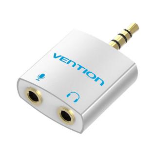 Adaptér audio 4-pólový 3,5 mm samec na 2x 3,5 mm samica Vention BDBW0 strieborný