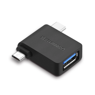 Adaptér Ugreen OTG USB 3.2 Gen 1 (5Gbps) - USB Type C / micro USB čierny (30453)
