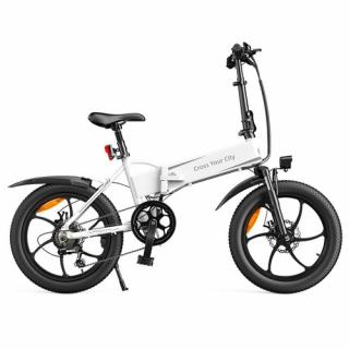 ADO A20+ Elektrický skladací bicykel 20" 250W 7-rýchlostný 36V 10.4Ah 25km/h 60km dosah IPX5 - biely  + Zámok na kolobežku zadarmo
