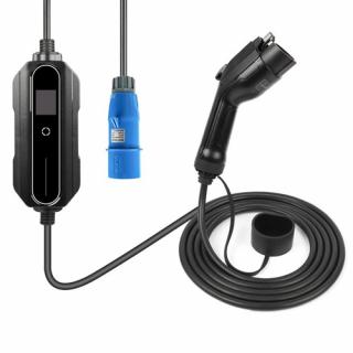 ANDAIIC 32A 7,4KW Typ 1 Režim 2 Prenosná nabíjačka pre elektromobily s LCD displejom 5 m kábel