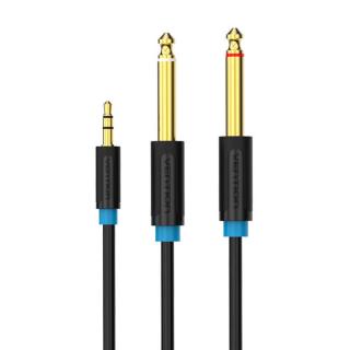 Audio kábel TRS 3,5 mm na 2x samec 6,35 mm Vention BACBD 0,5 m čierny