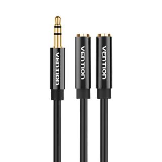 Audio rozdeľovač 3,5 mm samec na 2x 3,5 mm samica Vention BBSBY 0,3 m čierny