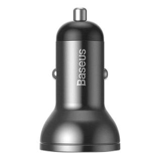 Baseus Digitálny displej Duálna USB 4,8A nabíjačka do auta 24W sivá
