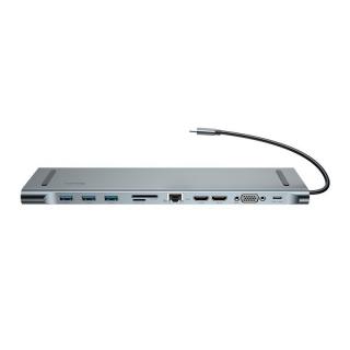 Baseus Enjoyment Series Multifunkčný inteligentný HD HUB typu C（PD/HD4K*2/VGA/RJ45/SD/TF/USB*3/Audio*1/Stojan)Tmavo sivá