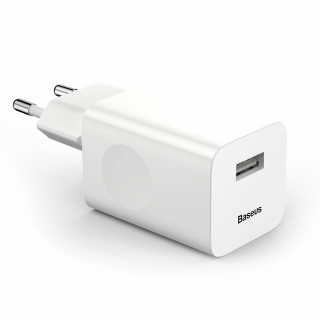 Baseus nabíjačka Quick Charger sieťová nabíjačka EÚ adaptér USB Quick Charge 3.0 QC 3.0 biela (CCALL-BX02)