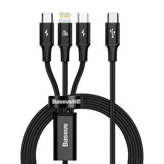 Baseus Rapid Series kábel 3 v 1 USB-C pre M+L+T 20W 1,5 m čierny
