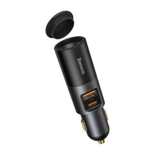 Baseus Share Together Rýchlonabíjačka do auta s rozširujúcim portom pre cigaretový zapaľovač, 2x USB, 120 W (sivá)