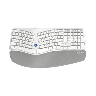Bezdrôtová ergonomická klávesnica Delux GM901D BT+2.4G (biela)