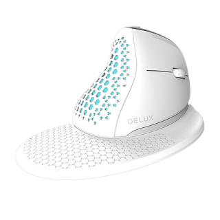 Bezdrôtová ergonomická myš Delux M618XSD BT+2.4G RGB (biela)