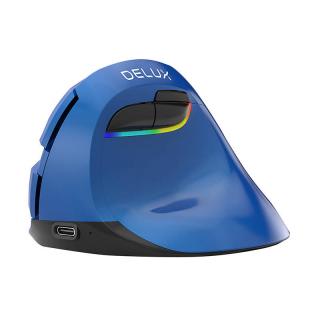 Bezdrôtová vertikálna myš Delux M618Mini BT4.0 + 2,4Ghz 4000DPI RGB (modrá)