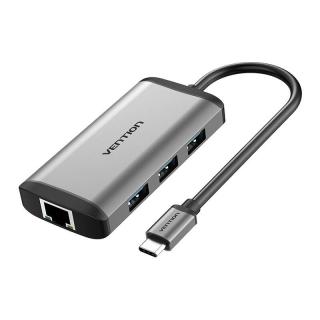 Dokovacia stanica 6 v 1 USB-C do HDMI, 3x USB3.0, RJ45, PD Vention CNCHB 0,15m sivá