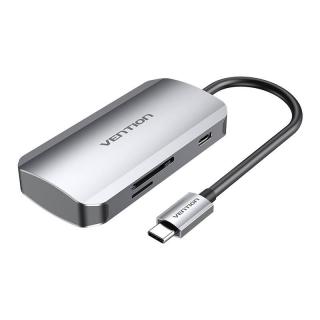 Dokovacia stanica USB-C na 3x USB3.0, SD, TF, PD 0,15 m Vention TNHHB, sivá