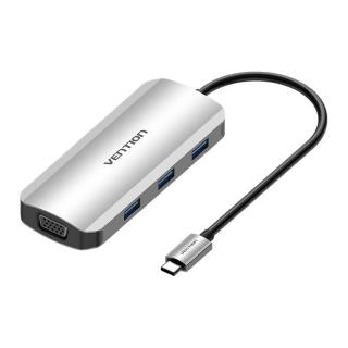 Dokovacia stanica USB-C na HDMI, VGA, 3x USB 3.0, PD 0,15 m Vention TOIHB (sivá)
