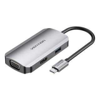 Dokovacia stanica USB-C na HDMI, VGA, USB 3.0, PD 0,15 m Vention TOAHB, sivá