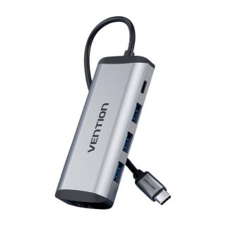 Dokovacia stanica USB-C na USB-C, 3x USB3.0, PD 0,15 m Vention THAHB, sivá