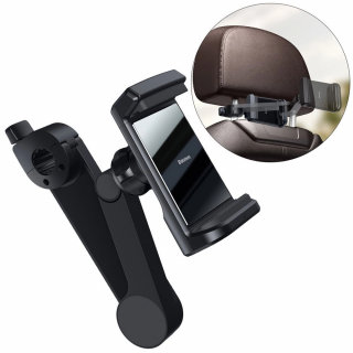 Držiak telefónu na opierku hlavy do auta Baseus s integrovanou 15W bezdrôtovou nabíjačkou Qi čierny (WXHZ-01)