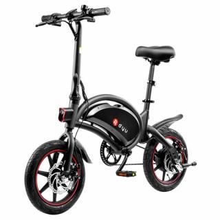 DYU D3F Elektrický skladací bicykel s pedálom - čierna  + Zámok na kolobežku zadarmo