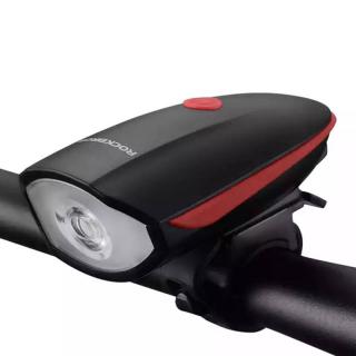 Elektronický zvonček a svetlo na bicykel Rockbros 7588 (čierna a červená)