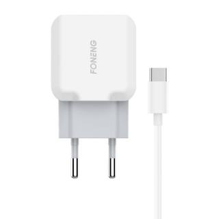 Foneng T210 USB sieťová nabíjačka 1x USB 25 W, 2,1 A + kábel USB na USB-C (biely)