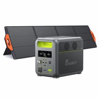 FOSSiBOT F1200 + SP200 Prenosná napájacia stanica so solárnym panelom, 1024Wh, 1200W, 3 LED režimy, 7 portov, BMS, 10 ms prepínanie, 5 prevodov, EV…
