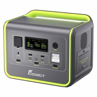 FOSSiBOT F800 Prenosná Elektrocentrála, 512Wh LiFePO4 Solárny Generátor, 800W AC, 200W Solárny Vstup, 8 Výstupov, LED Svetlo - Zelená