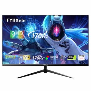 FYHXele FY27QHM2 27" QHD IPS Monitor, 170 Hz, 1 ms GTG, 100% sRGB, 1000:1 Contrast, FreeSync, DP 1.4, HDMI 2.0, USB 2.0, Audio, Tilt - VESA Mount