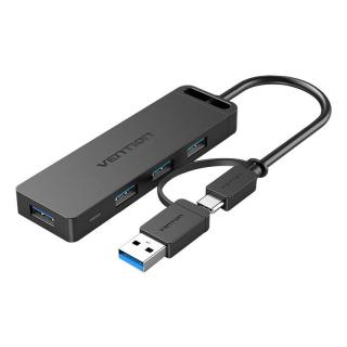 Huib 2v1 USB-C rozhranie, 4-portový USB 3.0 a napájací adaptér Vention CHTBB 0,15 m