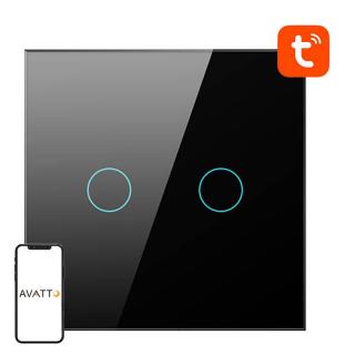 Inteligentný vypínač svetla WiFi Avatto TS02-EU-B2 2-cestný (čierny)