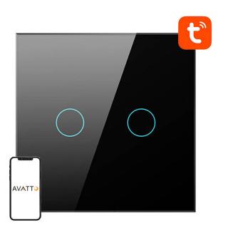 Inteligentný vypínač svetla ZigBee Avatto LZTS02-EU-B2 2 Way No Neutral TUYA (čierny)