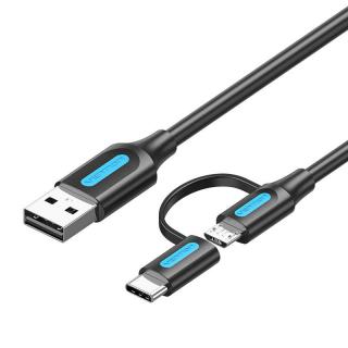 kábel 2v1 USB USB 2.0 na USB-C/Micro-B USB Vention CQDBF 1m (čierny)