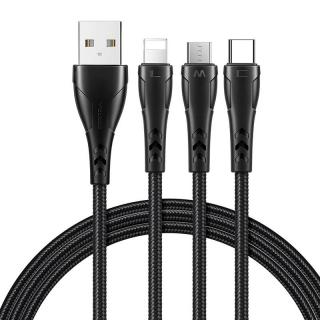 Kábel 3v1 USB na USB-C / Lightning / Micro USB, Mcdodo CA-6960, 1,2 m (čierny)