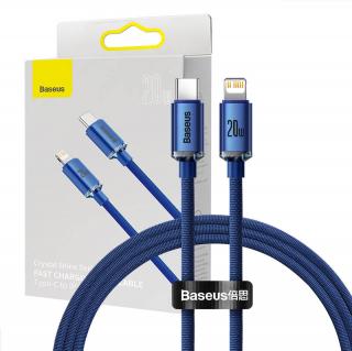 Kábel Baseus Crystal USB-C na Lightning, 20 W, 1,2 m (modrý)