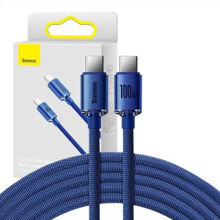 Kábel Baseus Crystal USB-C na USB-C, 100 W, 1,2 m (modrý)