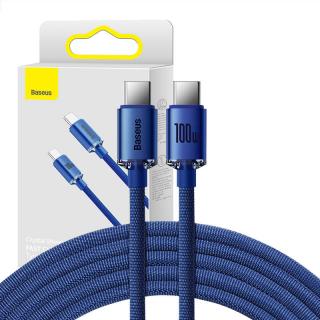 Kábel Baseus Crystal USB-C na USB-C, 100 W, 2 m (modrý)