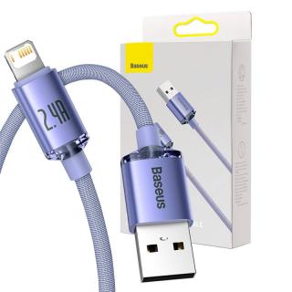 Kábel Baseus Crystal USB na Lightning, 2,4 A, 1,2 m (fialový)