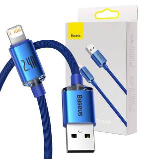 Kábel Baseus Crystal USB na Lightning, 2,4 A, 1,2 m (modrý)