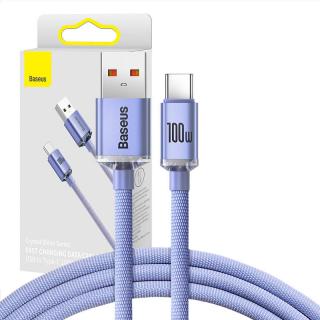 Kábel Baseus Crystal USB na USB-C, 5A, 1,2 m (fialový)
