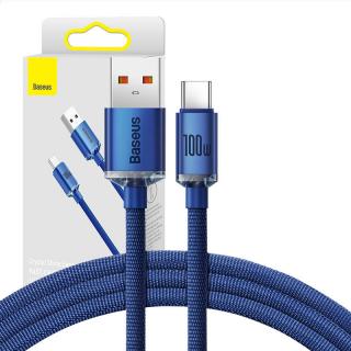 Kábel Baseus Crystal USB na USB-C, 5A100W1,2 m (modrý)