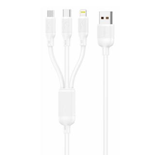 Kábel Foneng X80 3v1 z USB na USB-C / Lightning / Micro USB, 100 W, 1,2 m (biely)