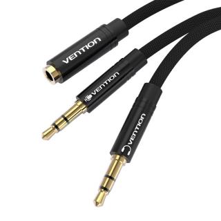 Kábel mini jack 3,5 mm (samica) na 2x mini jack 3,5 mm (samec) Vention BBLBAB 0,6 m (čierny)