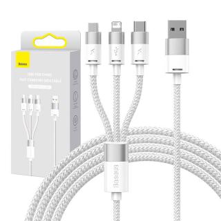 kábel USB 3v1 Baseus StarSpeed Series, USB-C + Micro + Lightning 3,5A, 1,2 m (biely)