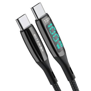 Kábel USB-C na USB-C BlitzWolf BW-TC23, s displejom, 100 W, 1,8 m (čierny)