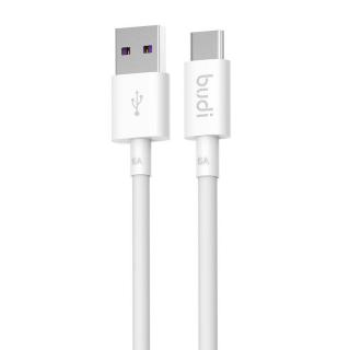 Kábel USB na USB-C Budi 5A, 1 m (biely)