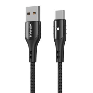 Kábel USB na USB-C Vipfan Colorful X13, 3A, 1,2 m (čierny)