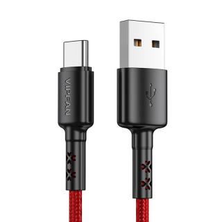 Kábel USB na USB-C Vipfan X02, 3A, 1,8 m (červený)