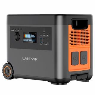 LANPWR 2500W Prenosná Napájacia Stanica 2160Wh LifePo4 Solárny Generátor - Čierna a Oranžová