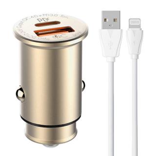 LDNIO C506Q USB, USB-C nabíjačka do auta + Lightning kábel
