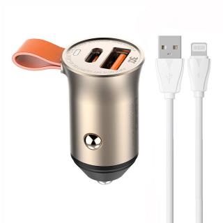 LDNIO C509Q USB, USB-C 30W nabíjačka do auta + kábel Lightning