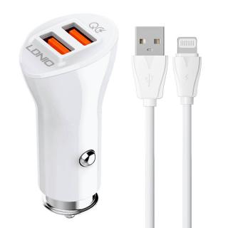 LDNIO C511Q 2USB nabíjačka do auta + Lightning kábel
