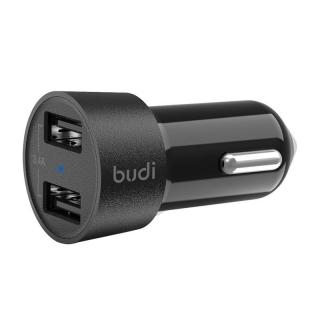 LED nabíjačka do auta Budi, 2x USB, 3,4A (čierna)